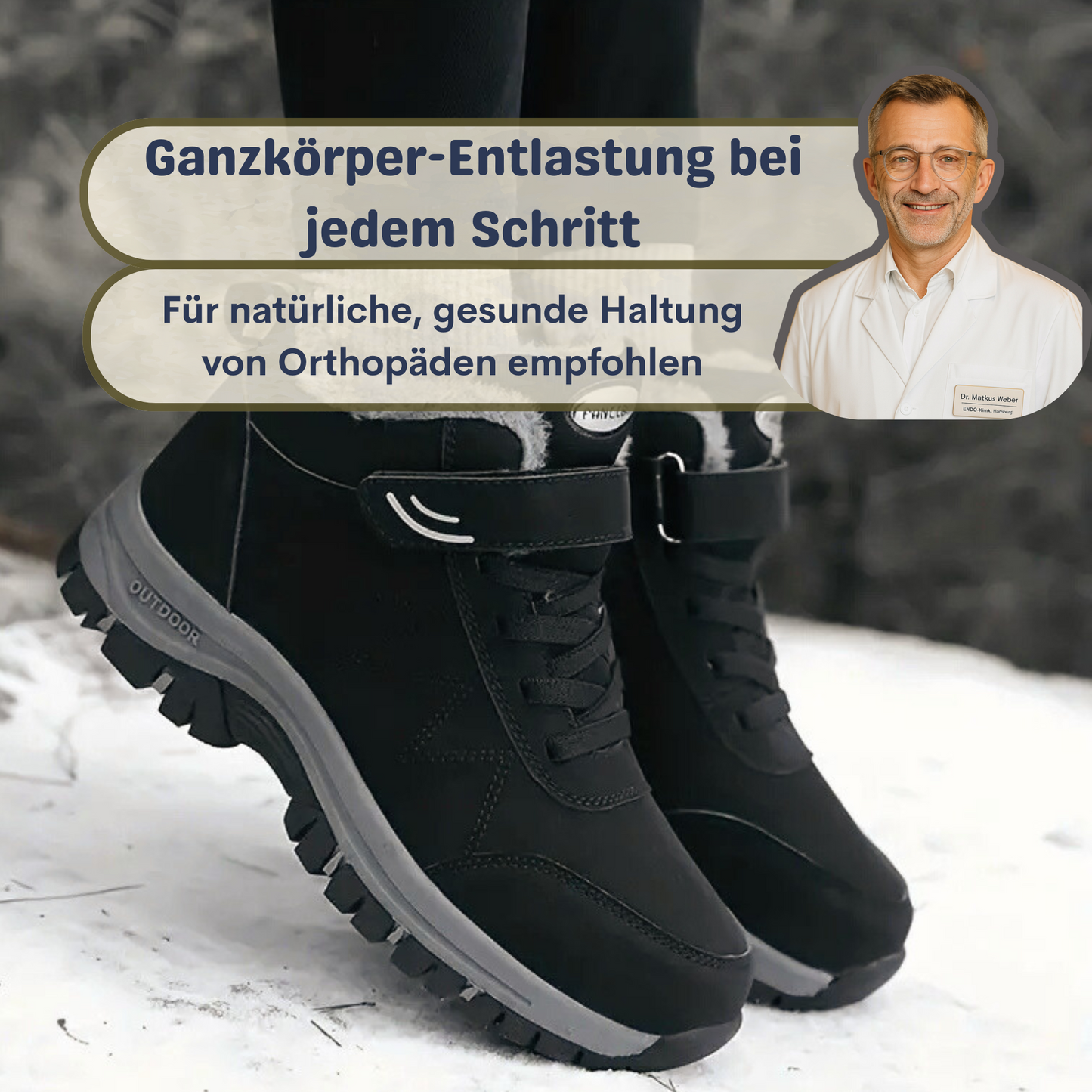 Ergonomischer Klettverschluss-Stiefel mit großzügigem Zehen- und Fersenbereich - OrthoRelief